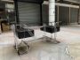 Desk attr. Michel Ducaroy in steel and smoked glass                            