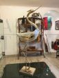 Lacquered wood and gilt bronze heron sculpture by Antonio Pavia, 1970s