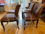Set of 4 industrial vintage style brown leather armchairs