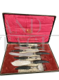 Harrison Fisher carving knife set in Sheffield silver and horn, 1890