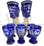 Set of 12 glasses and goblets in finely decorated blue Murano glass, Italy 1970s