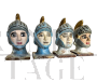 Set of 4 handmade Sicilian Puppet heads, Italy 1980s