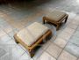 Pair of S20R ottomans by Pierre Chapo in elm and wool