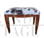 Vintage low stool in wood and animalier velvet             
                            
                            
                            