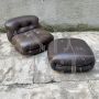 Soriana armchair and ottoman by Tobia Scarpa for Cassina in brown leather, 1970s