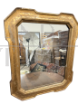 Antique tray mirror from the mid-19th century in gold leaf with engraved workmanship
