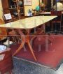 Ico Parisi design table in light wood with beige glass top