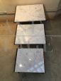 Set of 3 Scandinavian nesting tables in teak and white marble