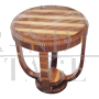 Round Art Deco style coffee table in striped wood             