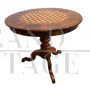 Antique round side table with geometric Rolo inlay, late 19th century