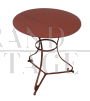 1940s red iron garden table