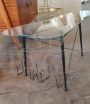 Vintage coffee table with magazine rack and shaped glass top
