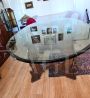 Late 19th century table in walnut with glass top