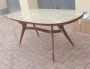 Ico Parisi style 50s table with beige marble effect glass top