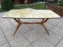Ico Parisi style table in light wood with marbled glass top