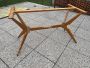 Ico Parisi style table in light wood with marbled glass top