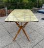 Ico Parisi style table in light wood with marbled glass top