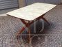 Ico Parisi style table in light wood with marbled glass top