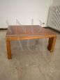 Vintage square living room coffee table in Italian walnut wood
