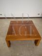 Vintage square living room coffee table in Italian walnut wood