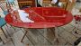 Ico Parisi style oval table with red glass top