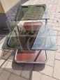 Vintage coffee table with bottle holder and glass top