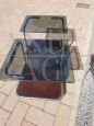Vintage coffee table with bottle holder and glass top