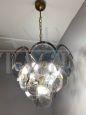 60s Vistosi Murano chandelier in smoked glass and brass