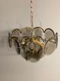 60s Vistosi Murano chandelier in smoked glass and brass
