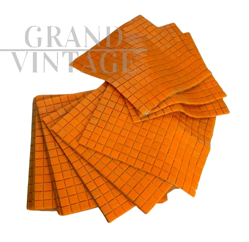 6 fogli di  mosaico Bisazza arancione, originale anni '90
                            