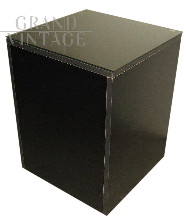 Tavolino a cubo vintage con piano in vetro, anni '60