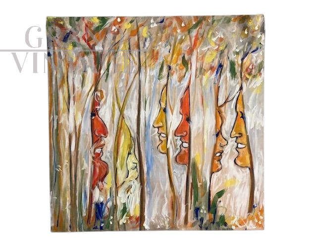 A. Celaia - Dipinto di arte contemporanea in smalti policromi su tela                            