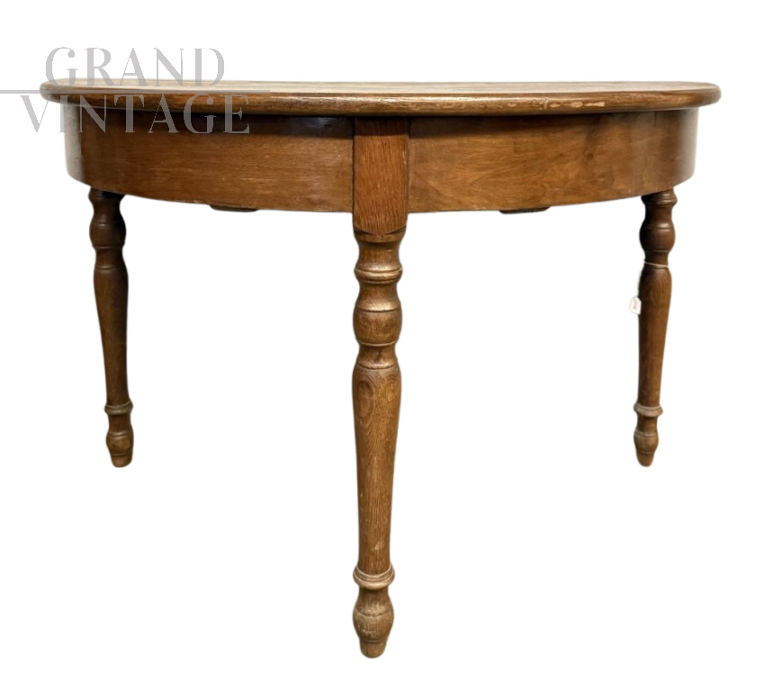 Antica console a mezzaluna in legno di castagno, metà '800                            