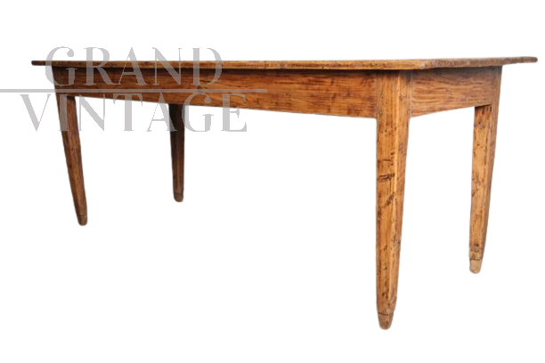 Antico tavolo da osteria del XIX secolo largo 2 metri, restaurato                            
