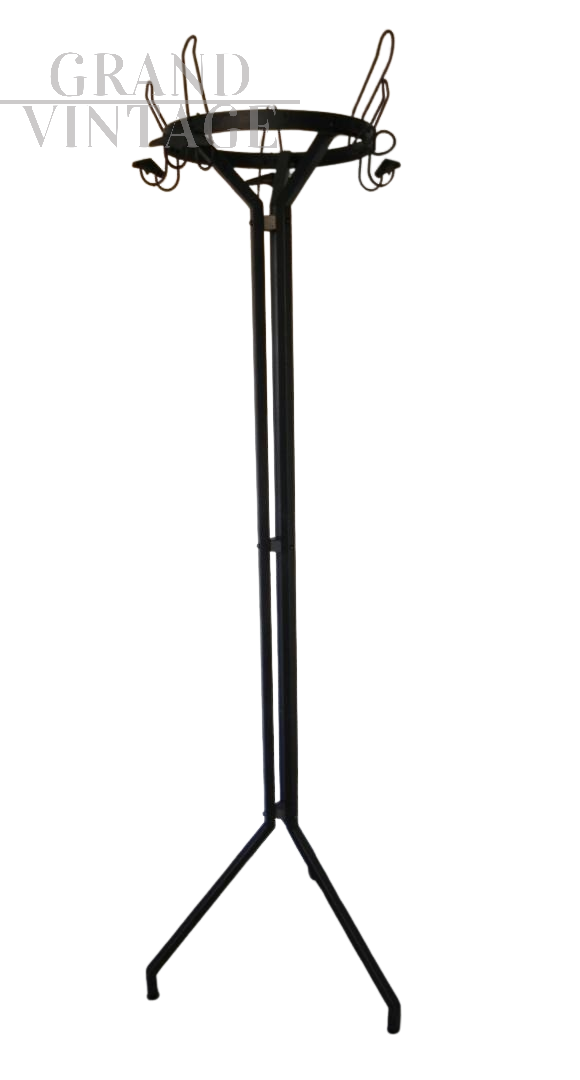 Appendiabiti moderno in metallo tubolare nero, Italia, anni '90 in