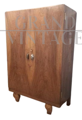 Armadio italiano anni '20 in noce con cassettiera interna                            