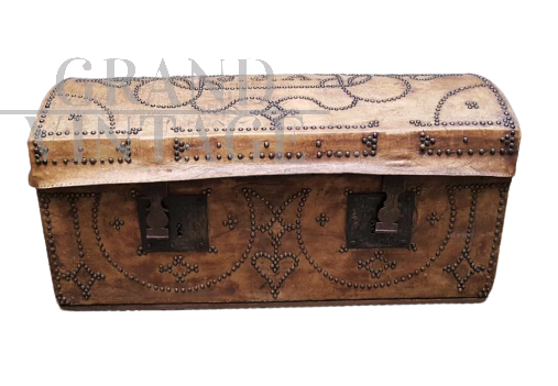Baule antico in pelle dei primi del '900