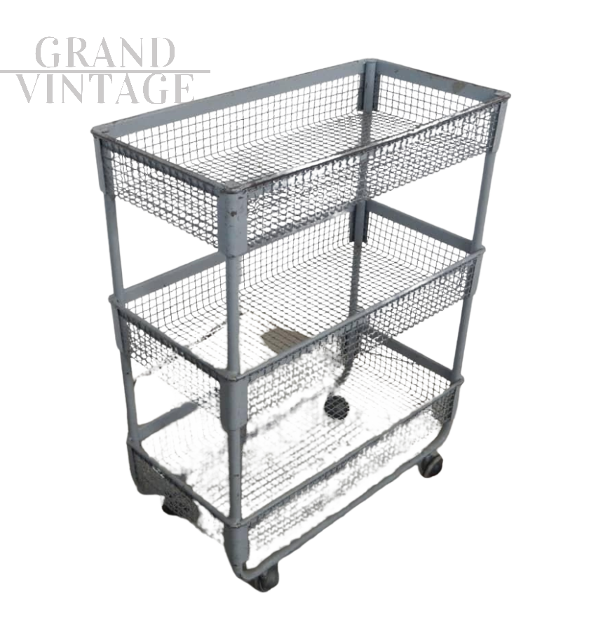Carrellino contenitore industriale in rete di ferro - A                            