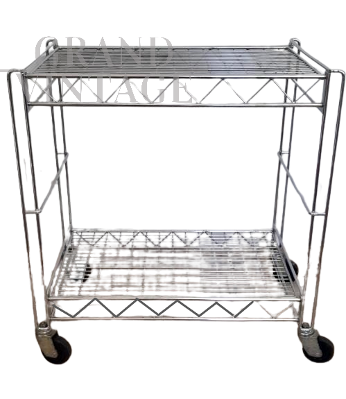 Carrello vintage a griglia in acciaio inox                            