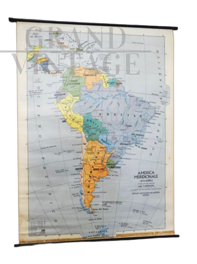 Cartina vintage dell'America meridionale IGDA Officine grafiche Novara, 1975