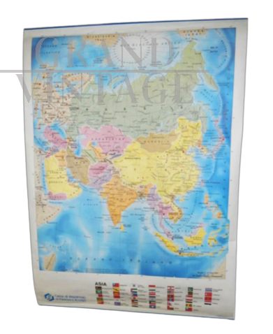 Cartina vintage dell'Asia di Vallardi Industrie Grafiche, 199496