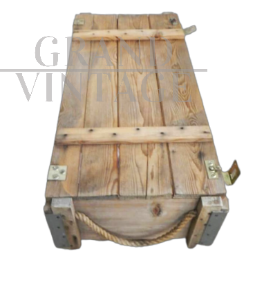 Cassa vintage con manici in corda, anni '80