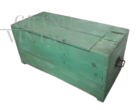 Cassa vintage in legno di larice verde, anni '50