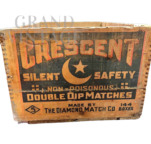 Cassetta di legno vintage americana The Diamond Match Co.                            