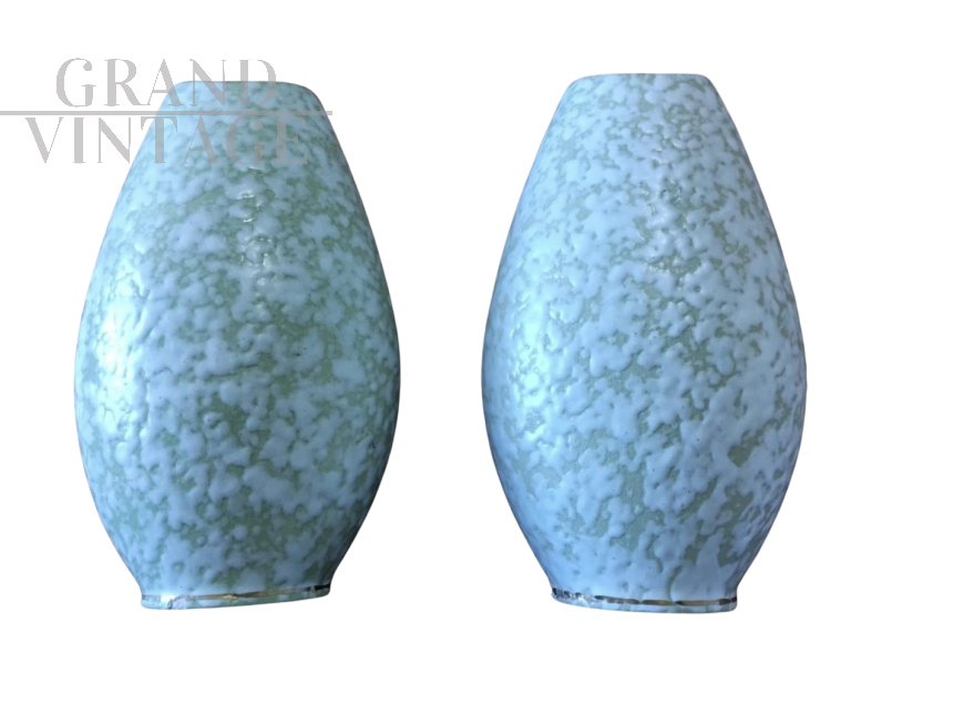 Coppia di vasi vintage W. Germany con dettagli in oro                            