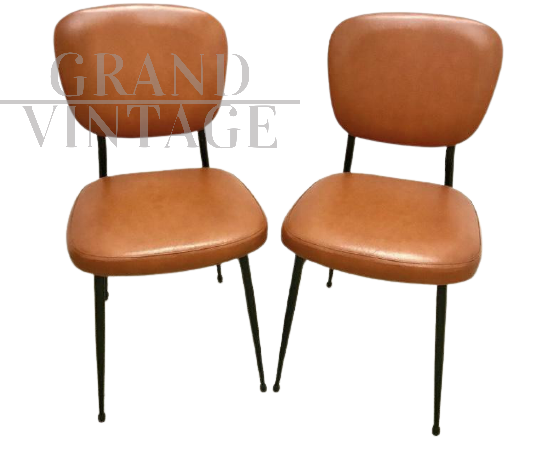 Coppia di sedie anni ‘60 in pelle