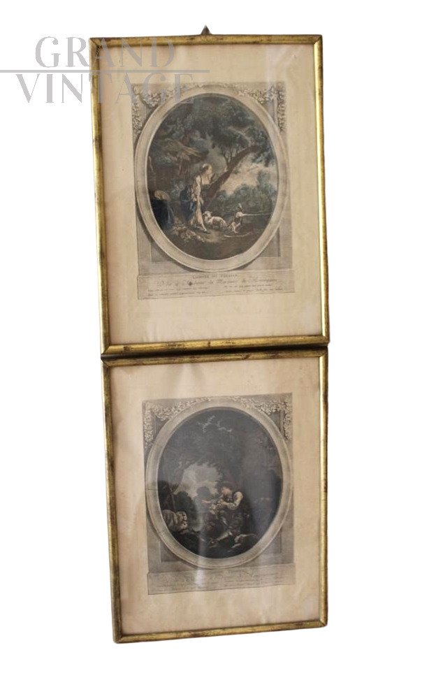 Coppia di stampe antiche dedicate alla Marchesa Madame de Montesquiou                            