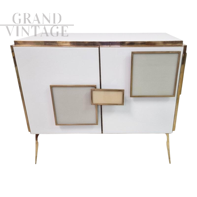 Credenza a 2 ante in vetro in colori tenui                            