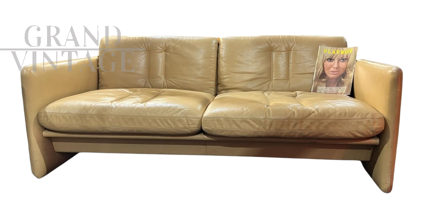 Divano Simon Gavina a due posti in pelle beige                            