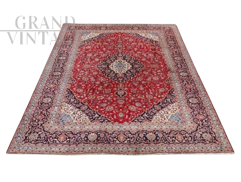 Grande tappeto Kashan vintage annodato a mano, 357 x 485 cm                            